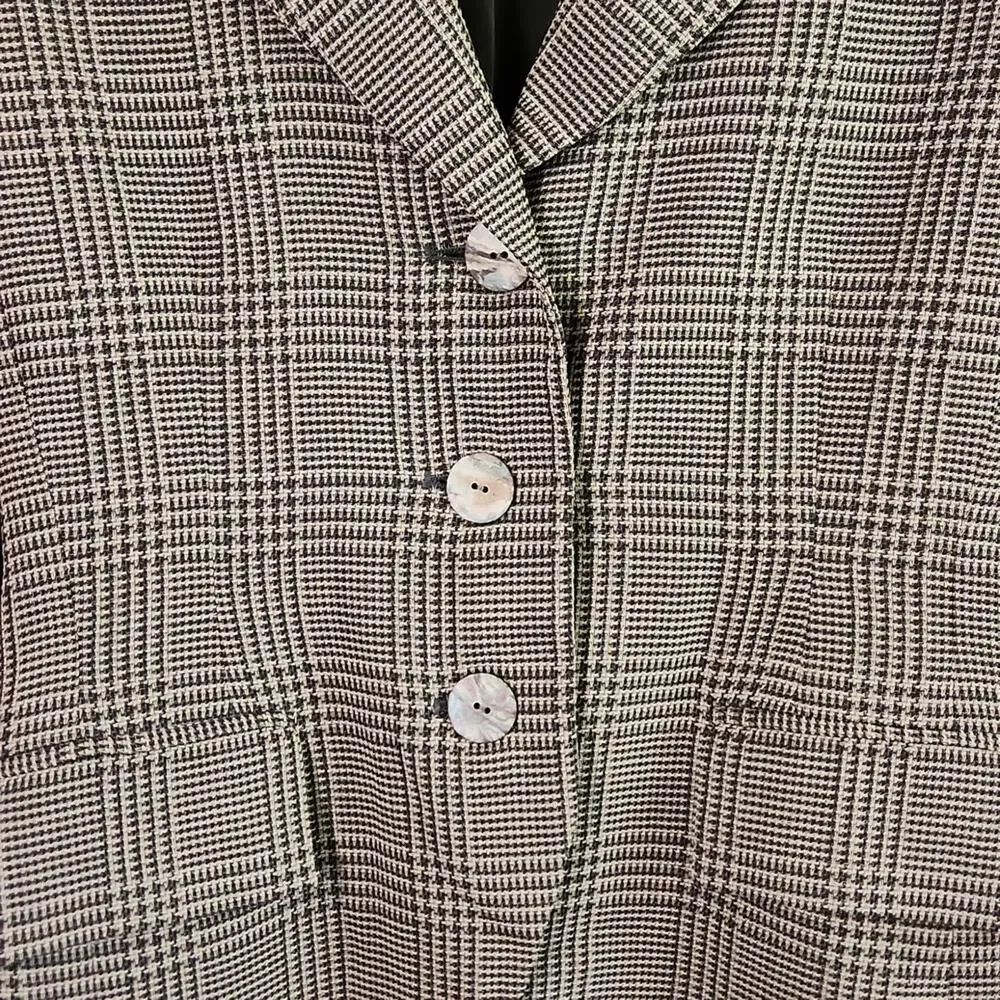 Vintage Jaeger‎ Womens Houndstooth Blazer Size SM Gray & White Single Breasted